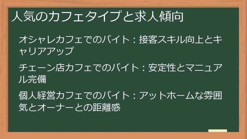 人気のカフェタイプと求人傾向